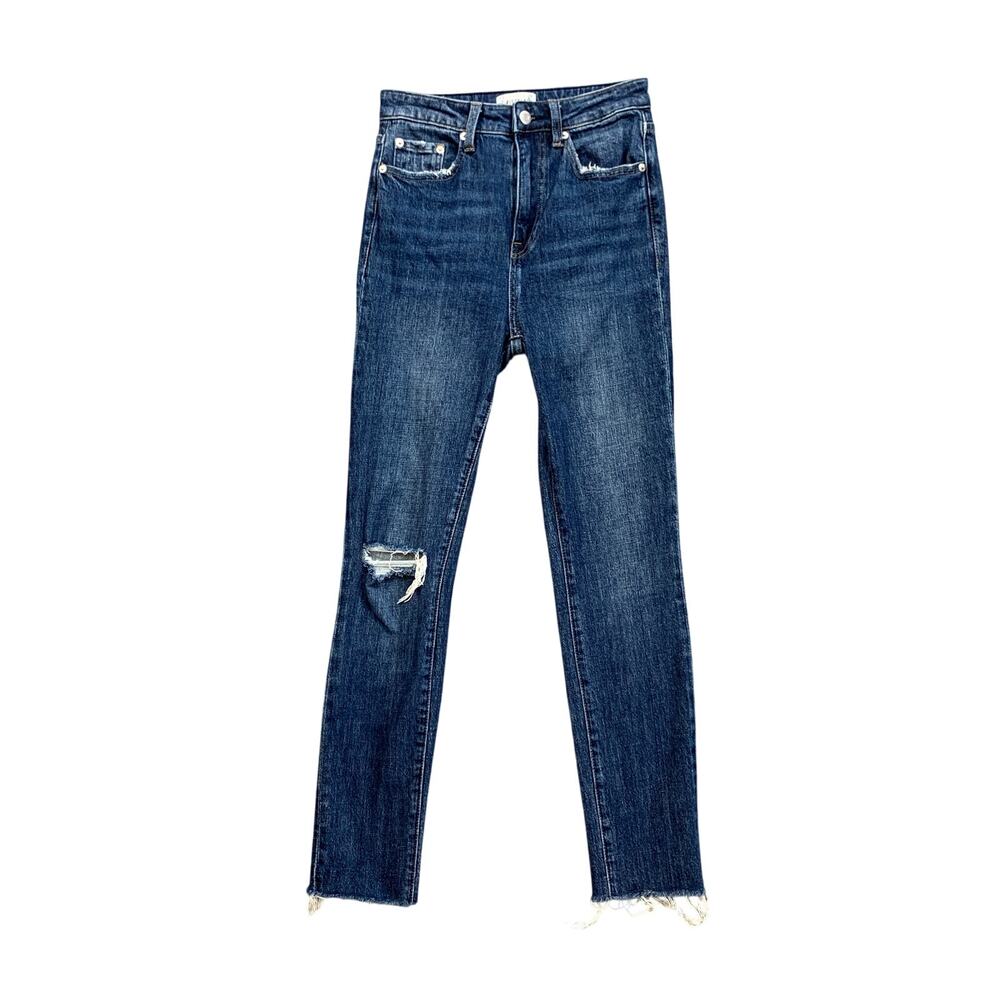Pistola Jeans Womens 25 Blue Cara High Rise Vintage Skinny Distressed Frayed Hem